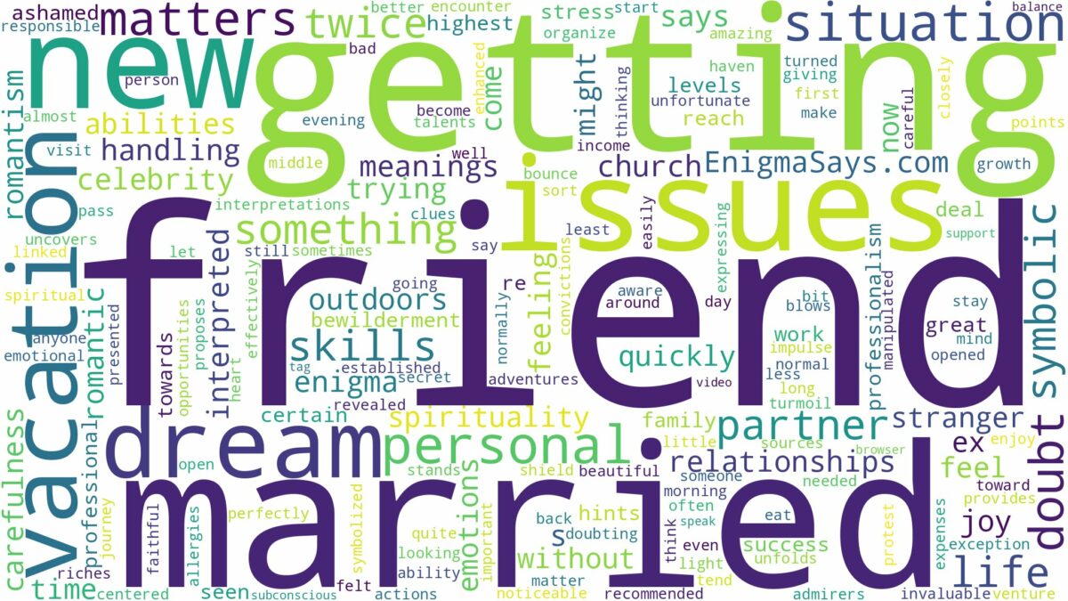 dreaming about friend getting married and related dreams with their meanings in a word cloud