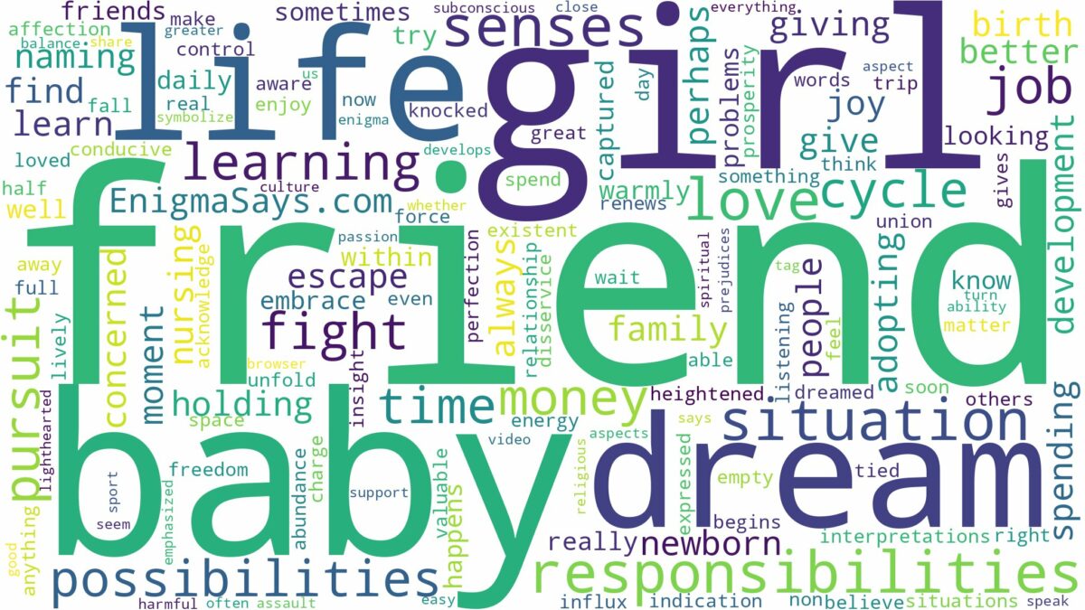 dreaming about friend having a baby girl and related dreams with their meanings in a word cloud