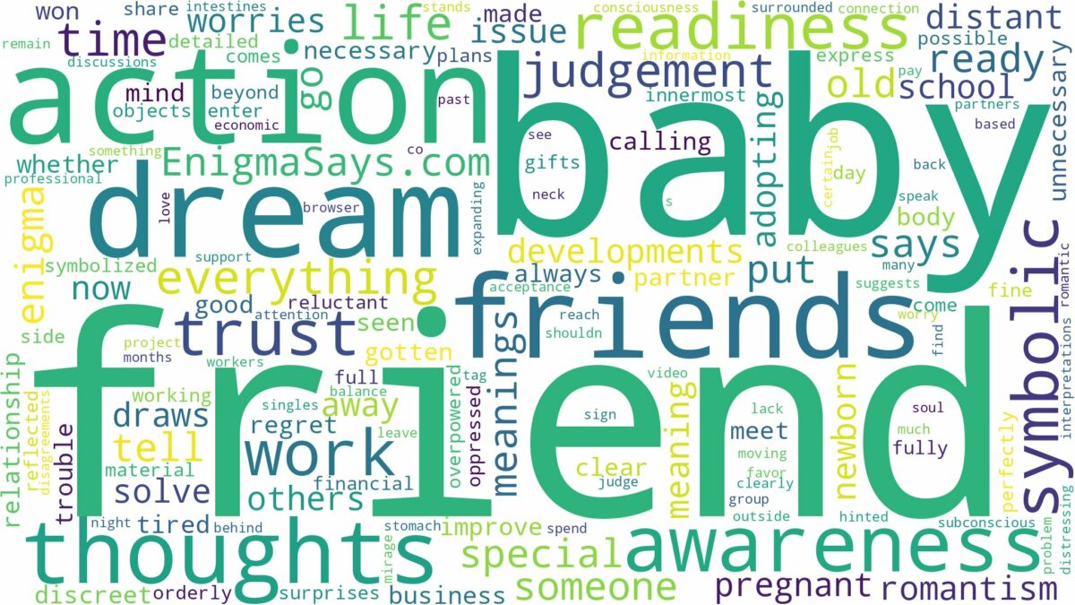 dreaming about friend having baby and related dreams with their meanings in a word cloud