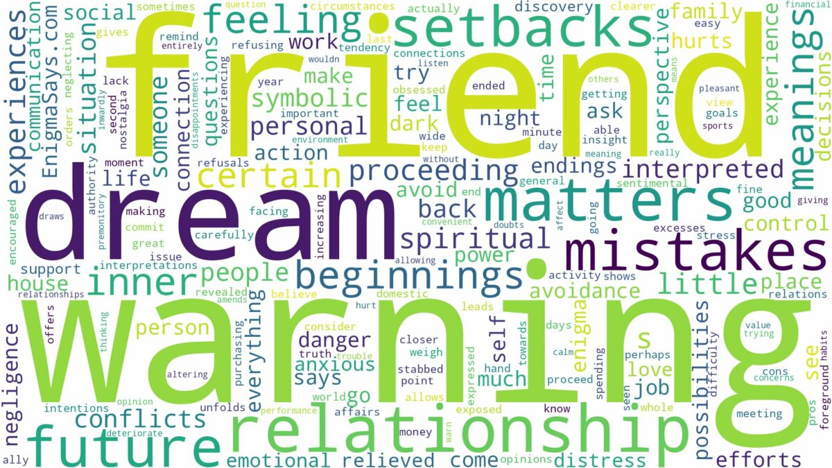 dreaming of a friend warning you and related dreams with their meanings in a word cloud