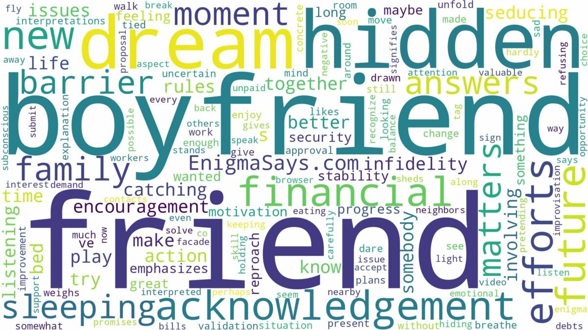 dreaming about friend sleeping with boyfriend and related dreams with their meanings in a word cloud