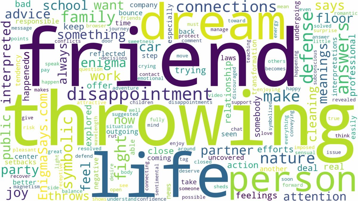 dreaming of friend throwing up and related dreams with their meanings in a word cloud