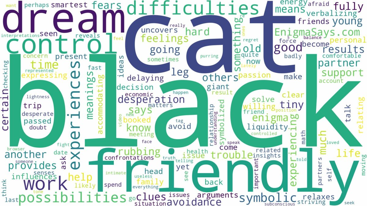 dream about friendly black cat and related dreams with their meanings in a word cloud