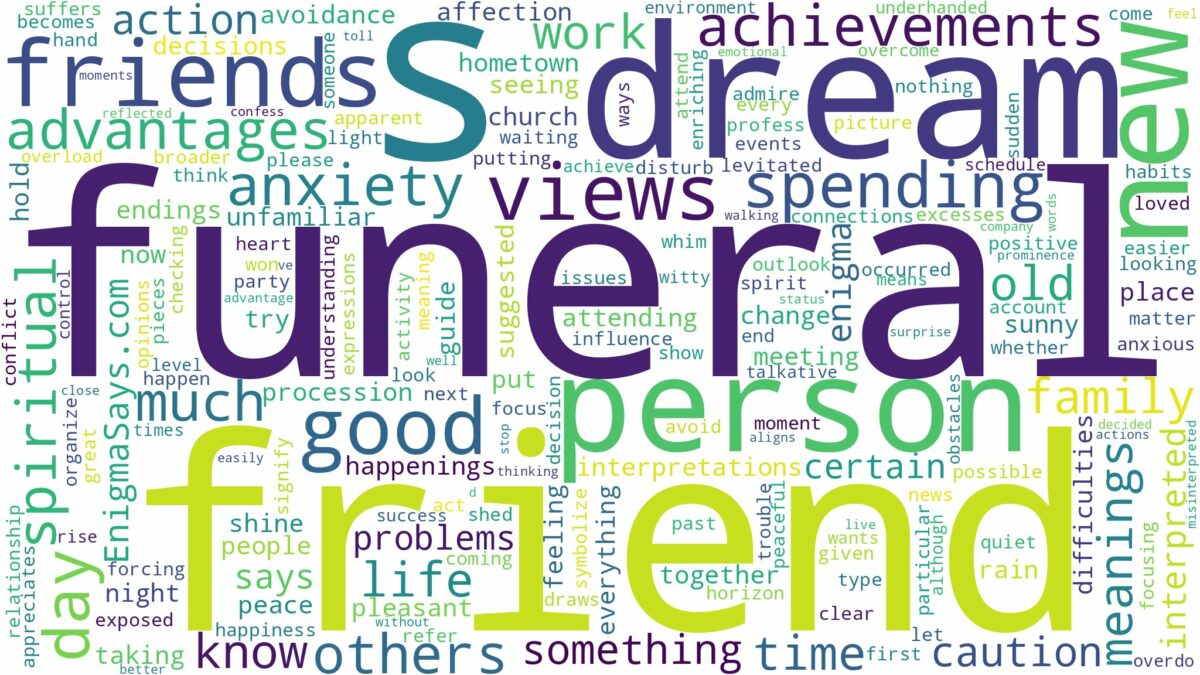 dreams about friends funeral and related dreams with their meanings in a word cloud