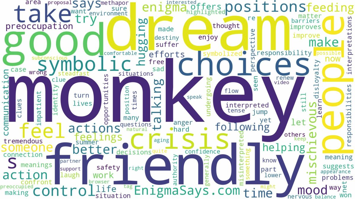 dream about a friendly monkey and related dreams with their meanings in a word cloud