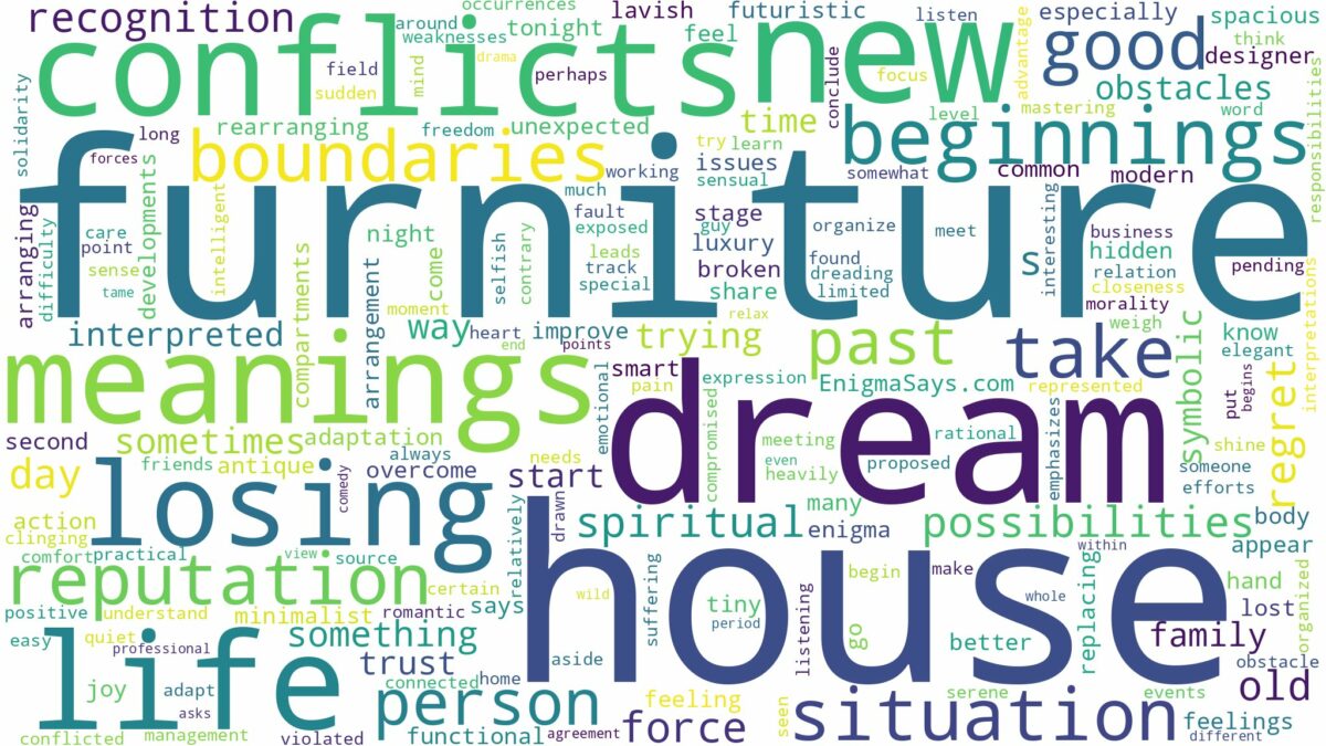 dream about furniture in house and related dreams with their meanings in a word cloud