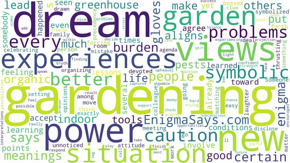 dream of gardening and related dreams with their meanings in a word cloud