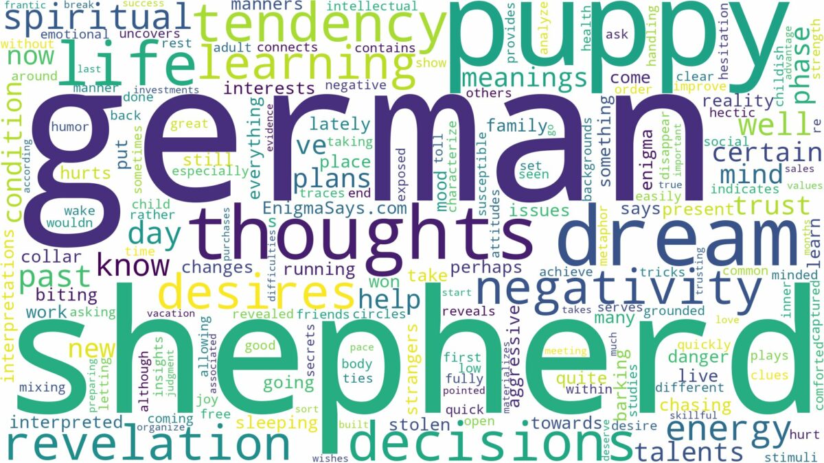 dream about german shepherd puppy and related dreams with their meanings in a word cloud