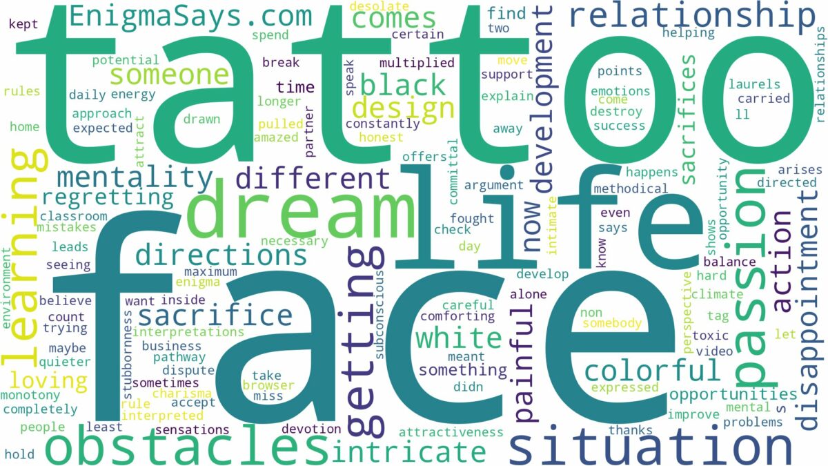 dreaming of getting a face tattoo and related dreams with their meanings in a word cloud