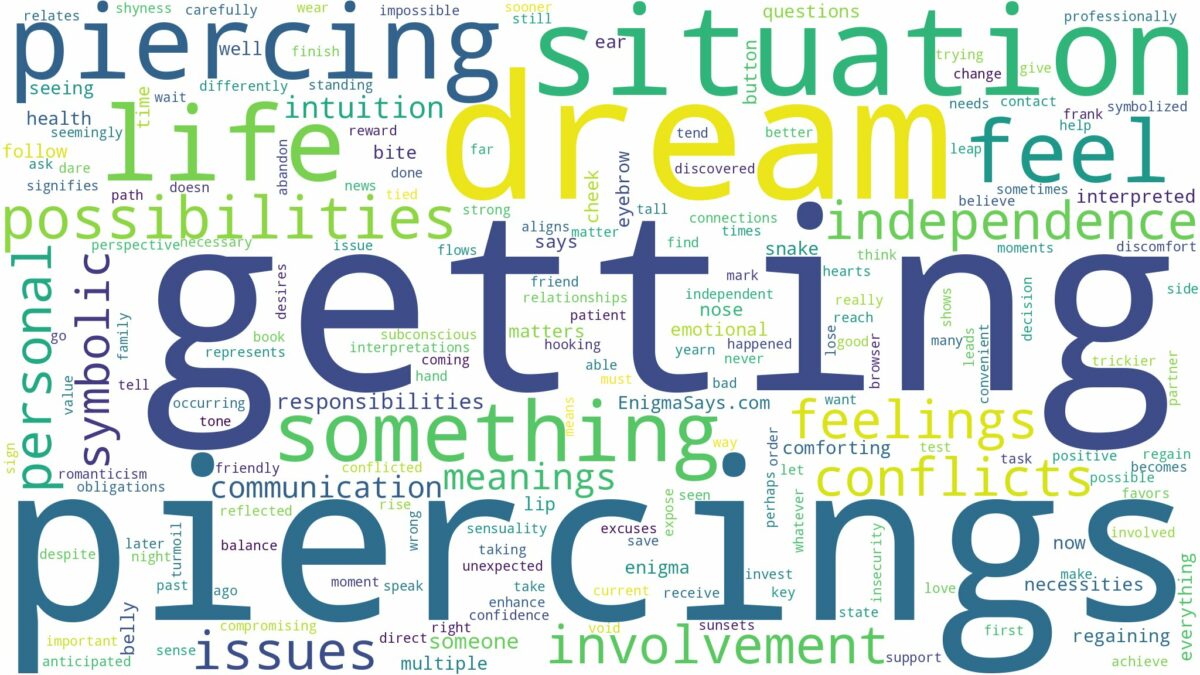 dream of getting a piercing and related dreams with their meanings in a word cloud