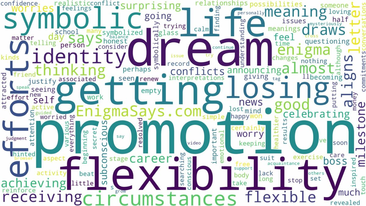 dream of getting a promotion and related dreams with their meanings in a word cloud