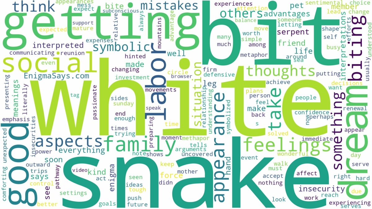 dreaming of getting bit by a white snake and related dreams with their meanings in a word cloud