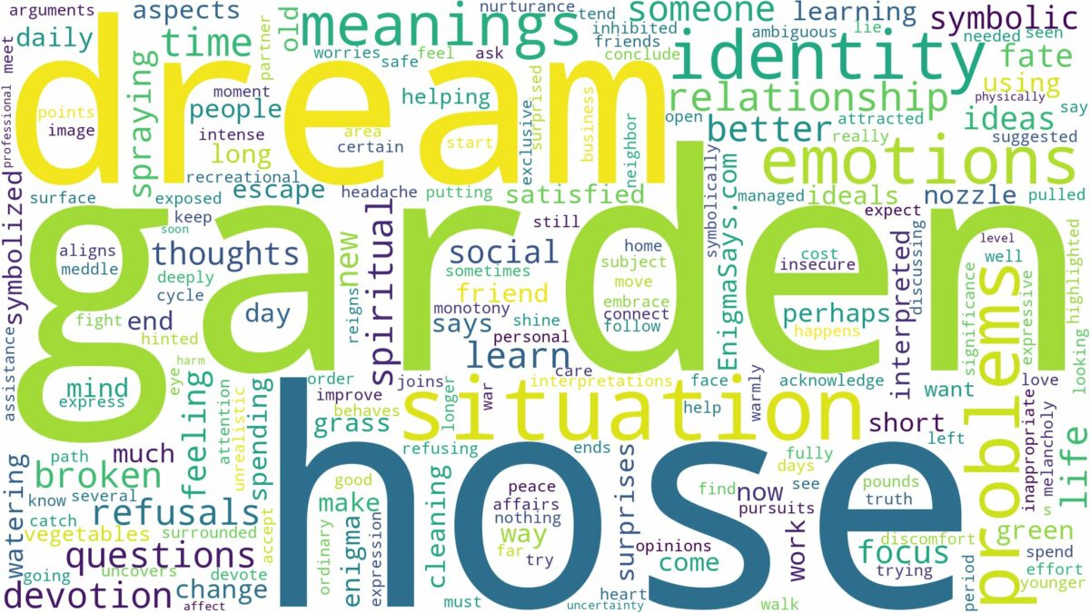 dream about a garden hose and related dreams with their meanings in a word cloud