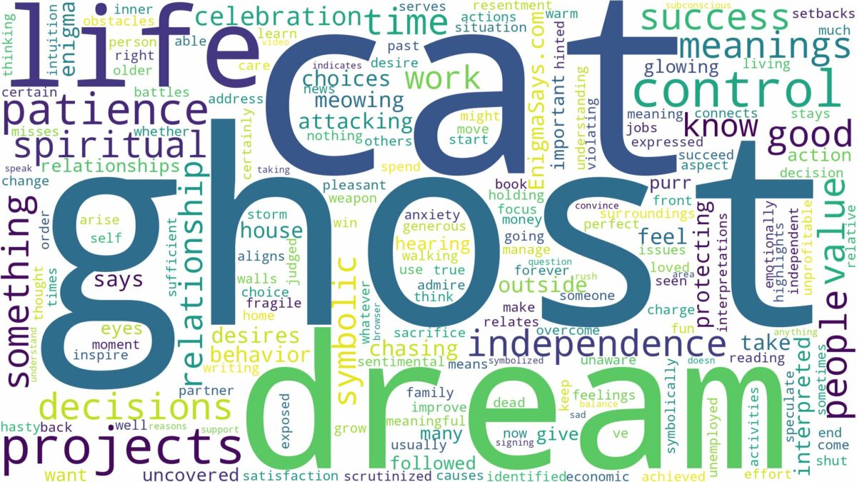 dream about a ghost cat and related dreams with their meanings in a word cloud