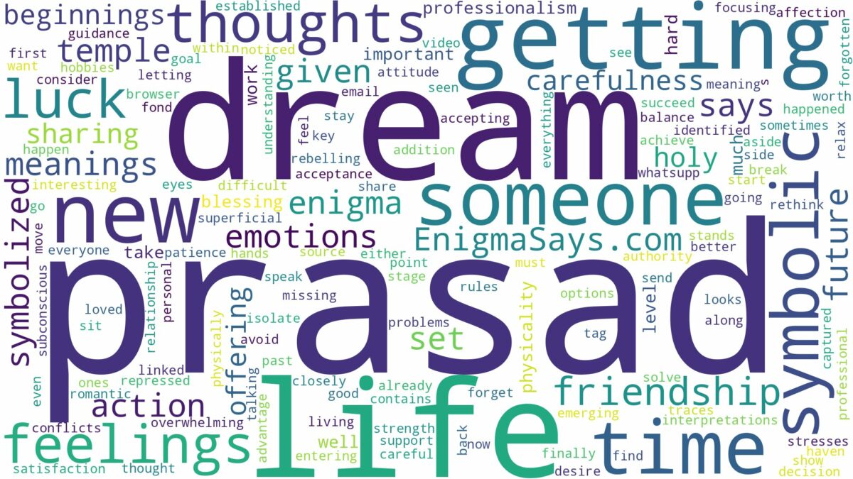 dream of getting prasad and related dreams with their meanings in a word cloud