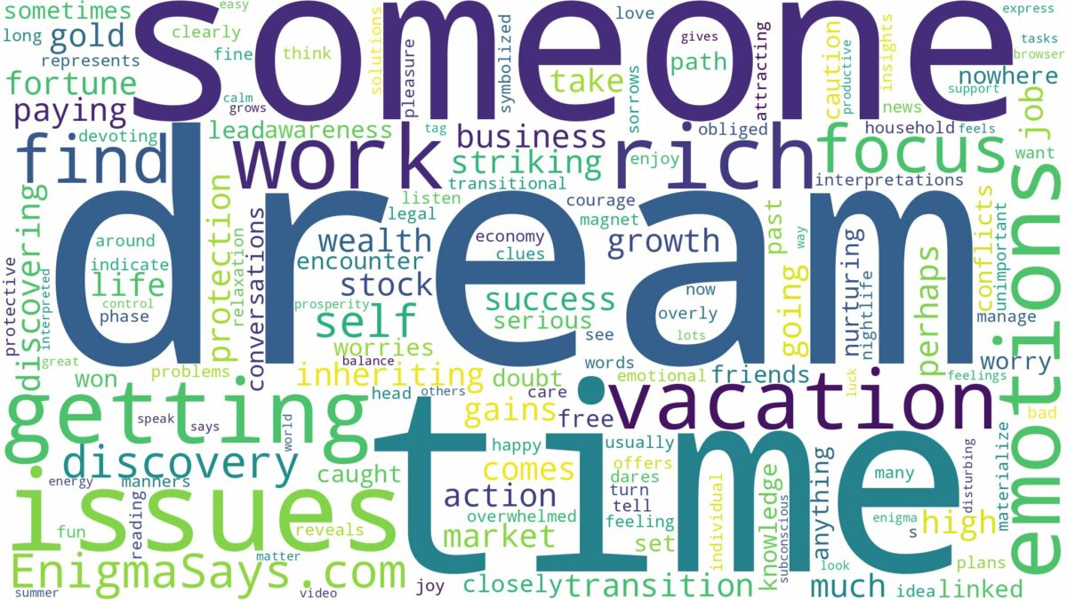 dream of getting rich and related dreams with their meanings in a word cloud