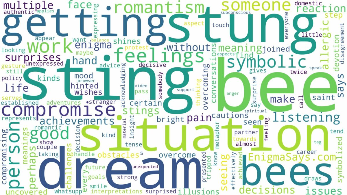 dreaming of getting stung by bees and related dreams with their meanings in a word cloud