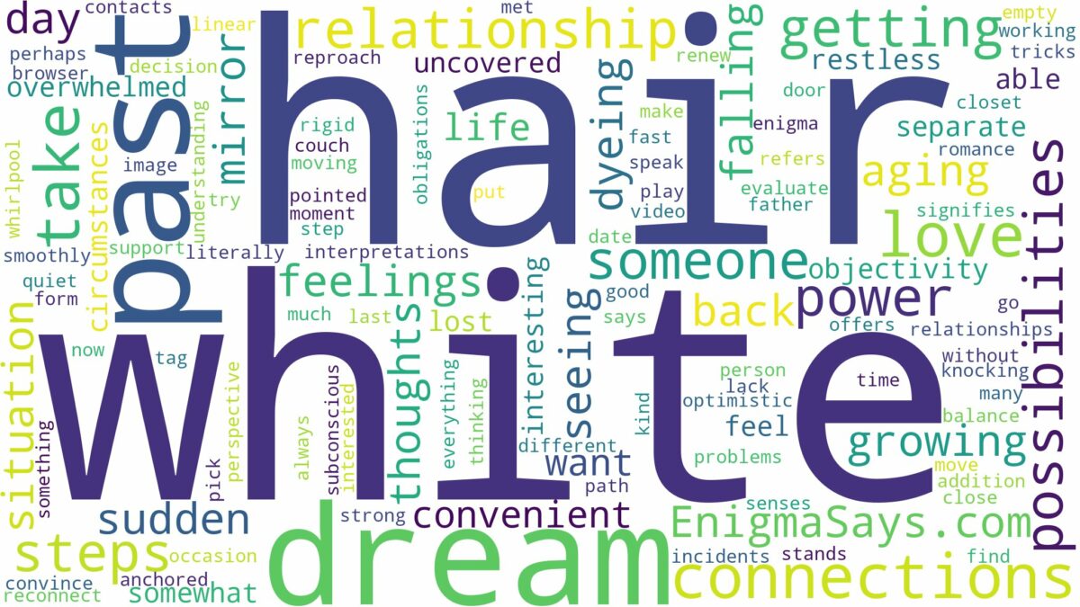 dreaming of getting white hair and related dreams with their meanings in a word cloud