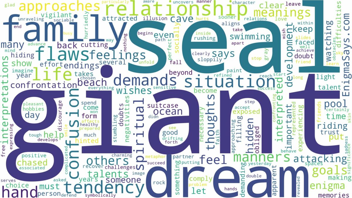 dream about a giant seal and related dreams with their meanings in a word cloud