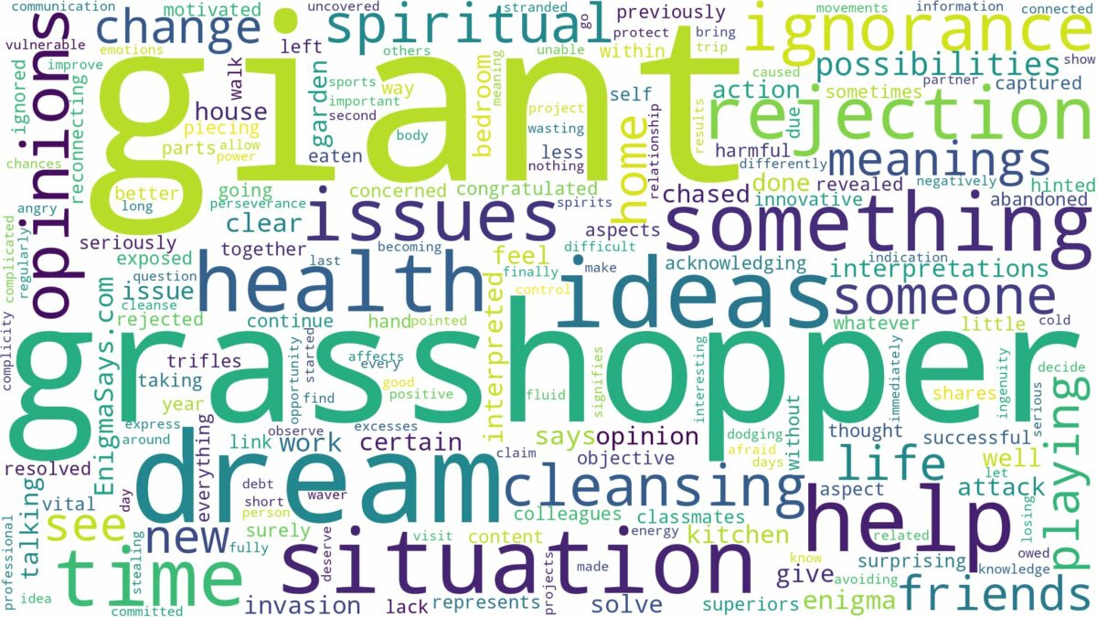 dream about giant grasshopper and related dreams with their meanings in a word cloud