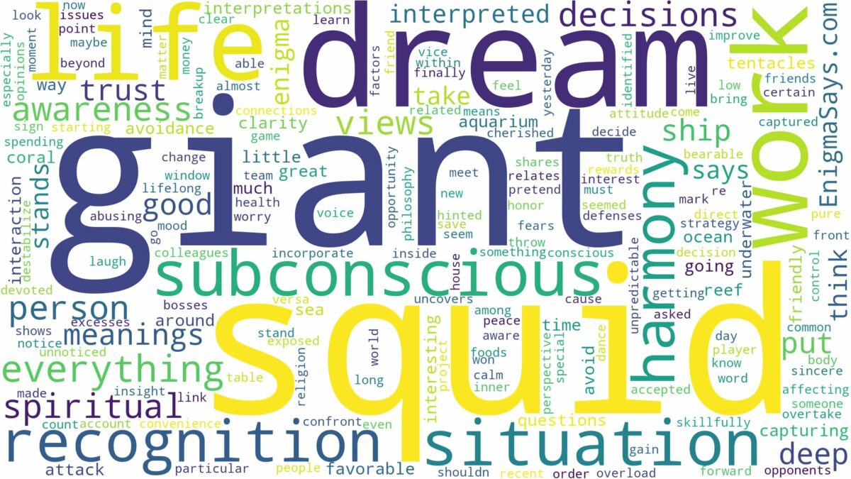 dream about giant squid and related dreams with their meanings in a word cloud