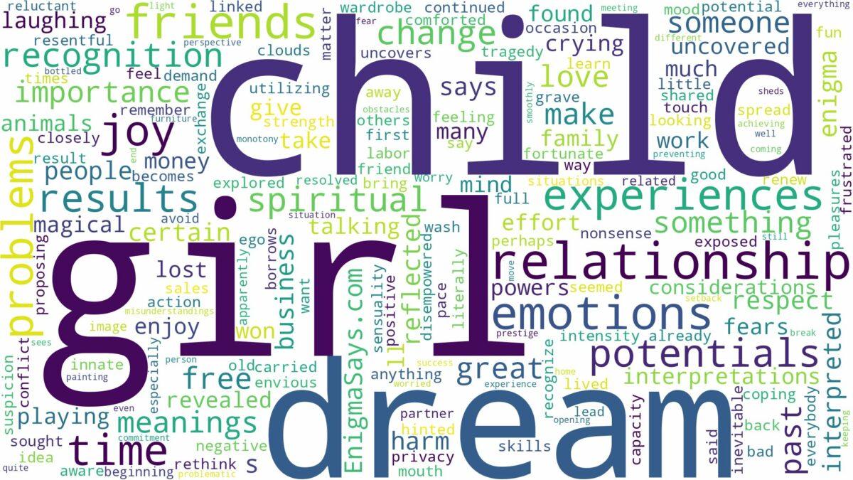 dream about girl child and related dreams with their meanings in a word cloud