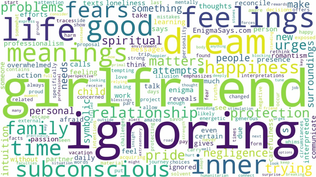 dreaming of girlfriend ignoring you and related dreams with their meanings in a word cloud