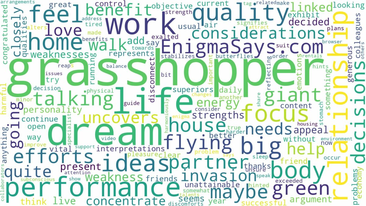 dream about a big grasshopper and related dreams with their meanings in a word cloud