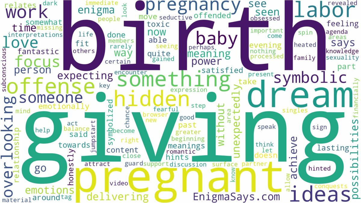 dreaming of giving birth not pregnant and related dreams with their meanings in a word cloud