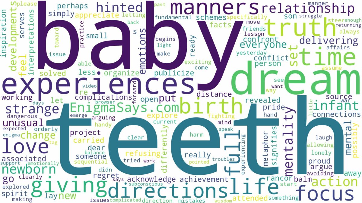 dreaming of giving birth to a baby with teeth and related dreams with their meanings in a word cloud