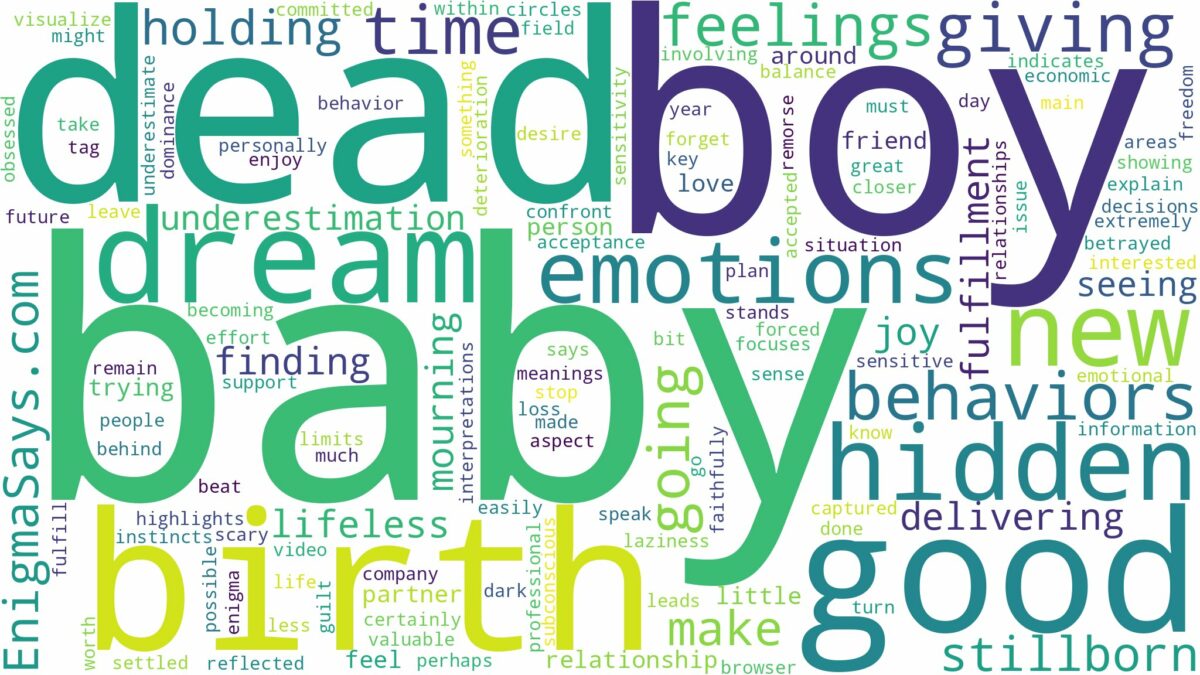 dreaming of giving birth to a dead baby boy and related dreams with their meanings in a word cloud