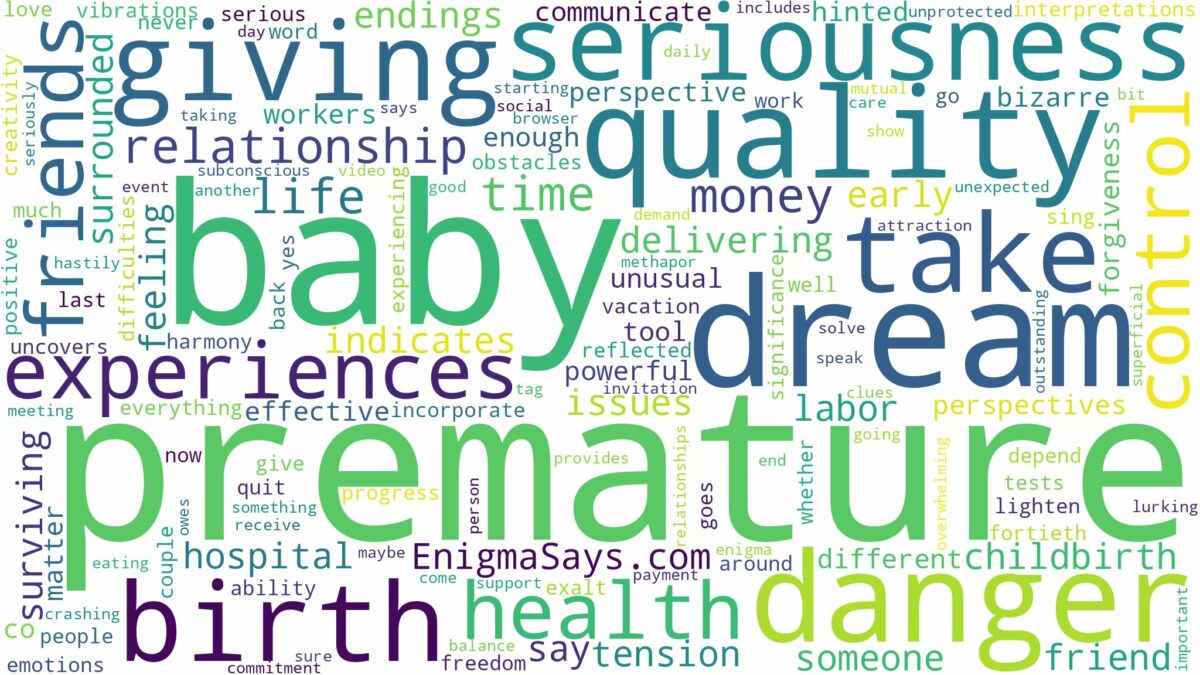 dreaming of giving birth to premature baby and related dreams with their meanings in a word cloud