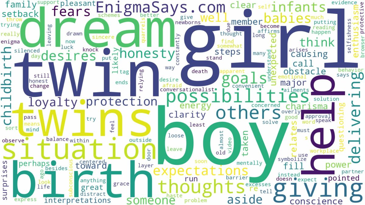 dreaming of giving birth to twins boy and girl and related dreams with their meanings in a word cloud