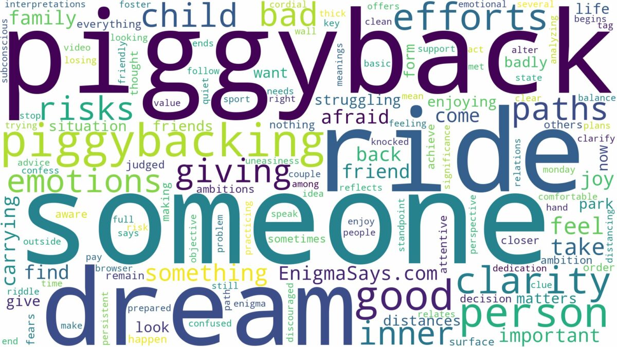 dreaming of giving someone a piggyback ride and related dreams with their meanings in a word cloud