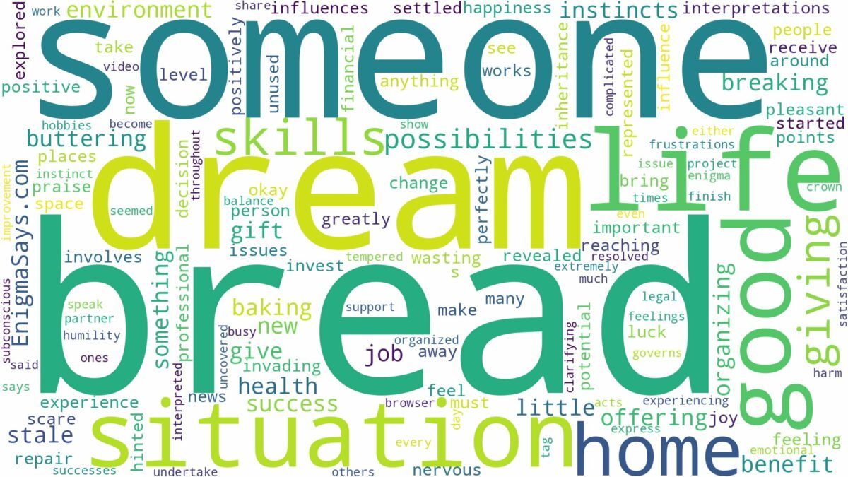 dreaming of giving someone bread and related dreams with their meanings in a word cloud