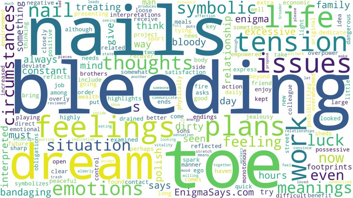 dreaming of bleeding toe nails and related dreams with their meanings in a word cloud