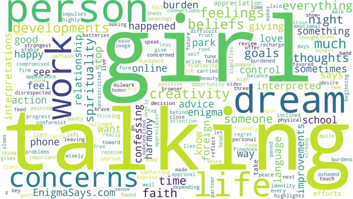 dreaming of a girl talking to you and related dreams with their meanings in a word cloud