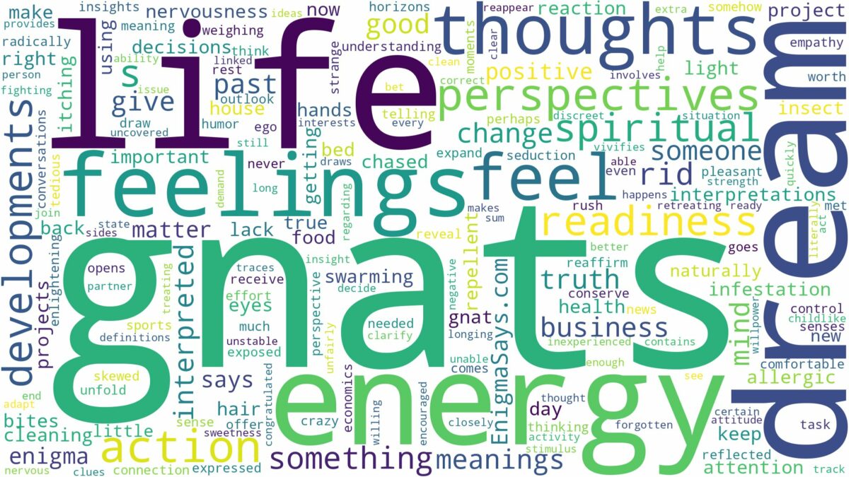 dreams about gnats and related dreams with their meanings in a word cloud