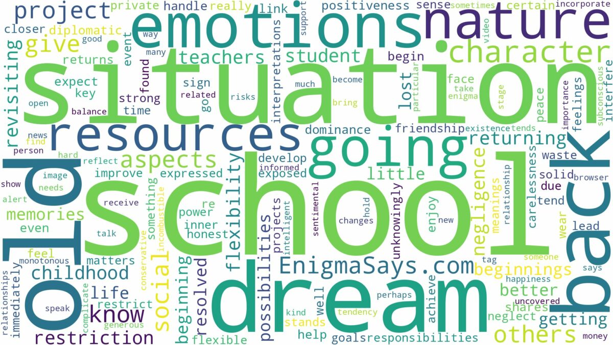 dreaming of going back to old school and related dreams with their meanings in a word cloud