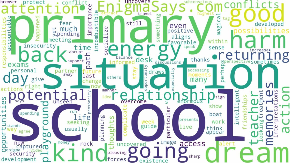 dreaming of going back to primary school and related dreams with their meanings in a word cloud