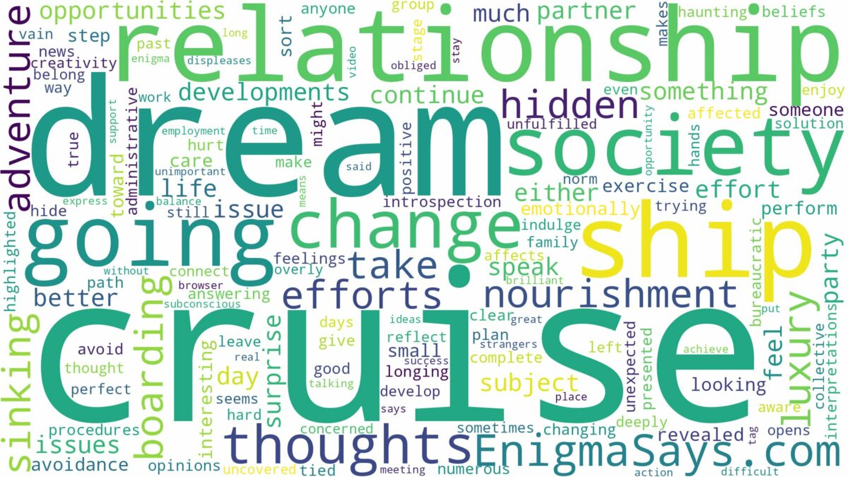 dream of going on a cruise and related dreams with their meanings in a word cloud