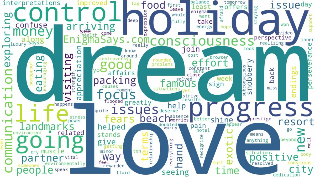 dream of going on holiday and related dreams with their meanings in a word cloud