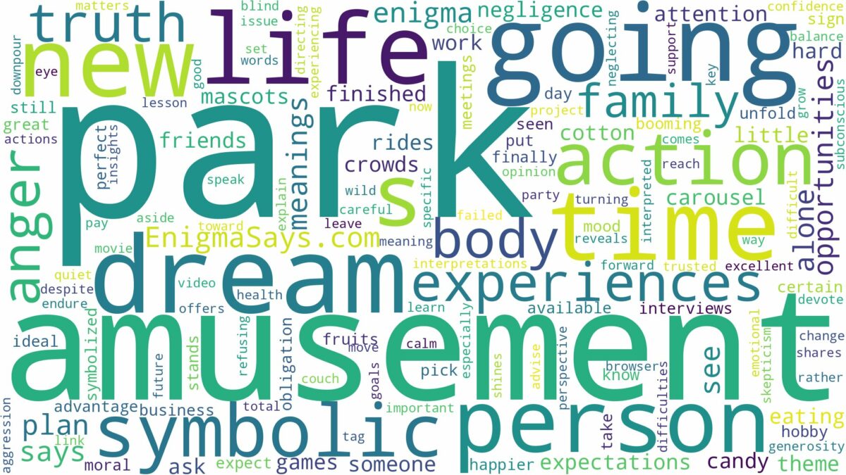 dreaming of going to amusement park and related dreams with their meanings in a word cloud