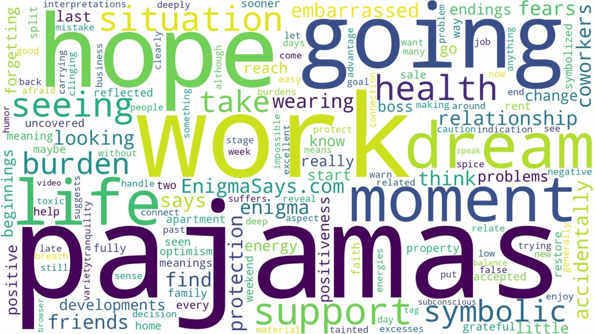 dreaming of going to work in pajamas and related dreams with their meanings in a word cloud