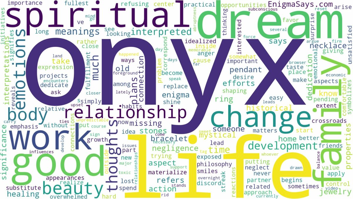 dream about onyx and related dreams with their meanings in a word cloud