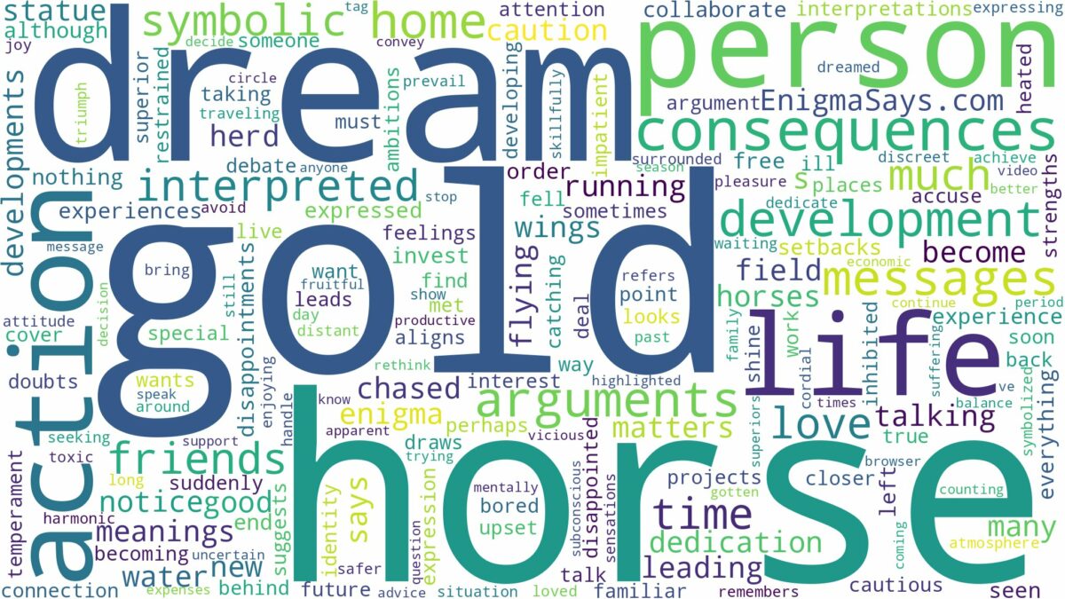 dream about gold horse and related dreams with their meanings in a word cloud