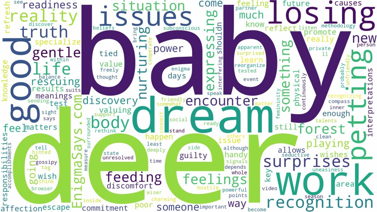 dreaming of petting baby deer and related dreams with their meanings in a word cloud