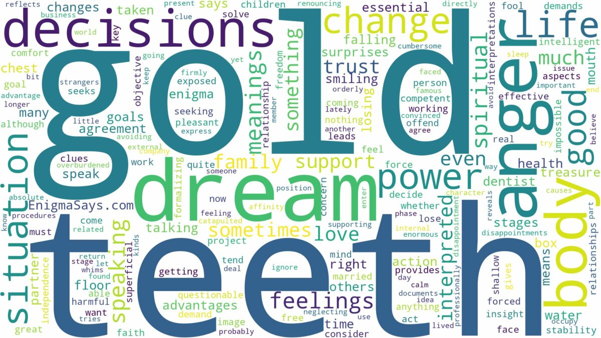 dream about gold teeth and related dreams with their meanings in a word cloud