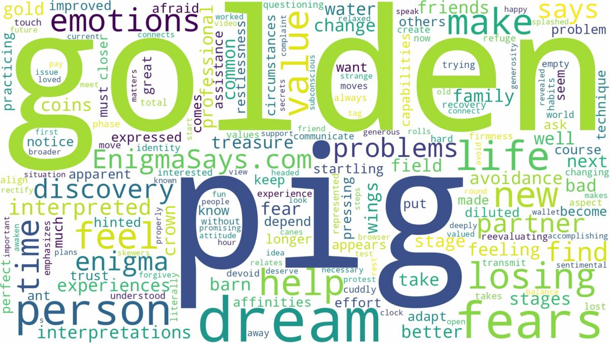 dream about golden pig and related dreams with their meanings in a word cloud