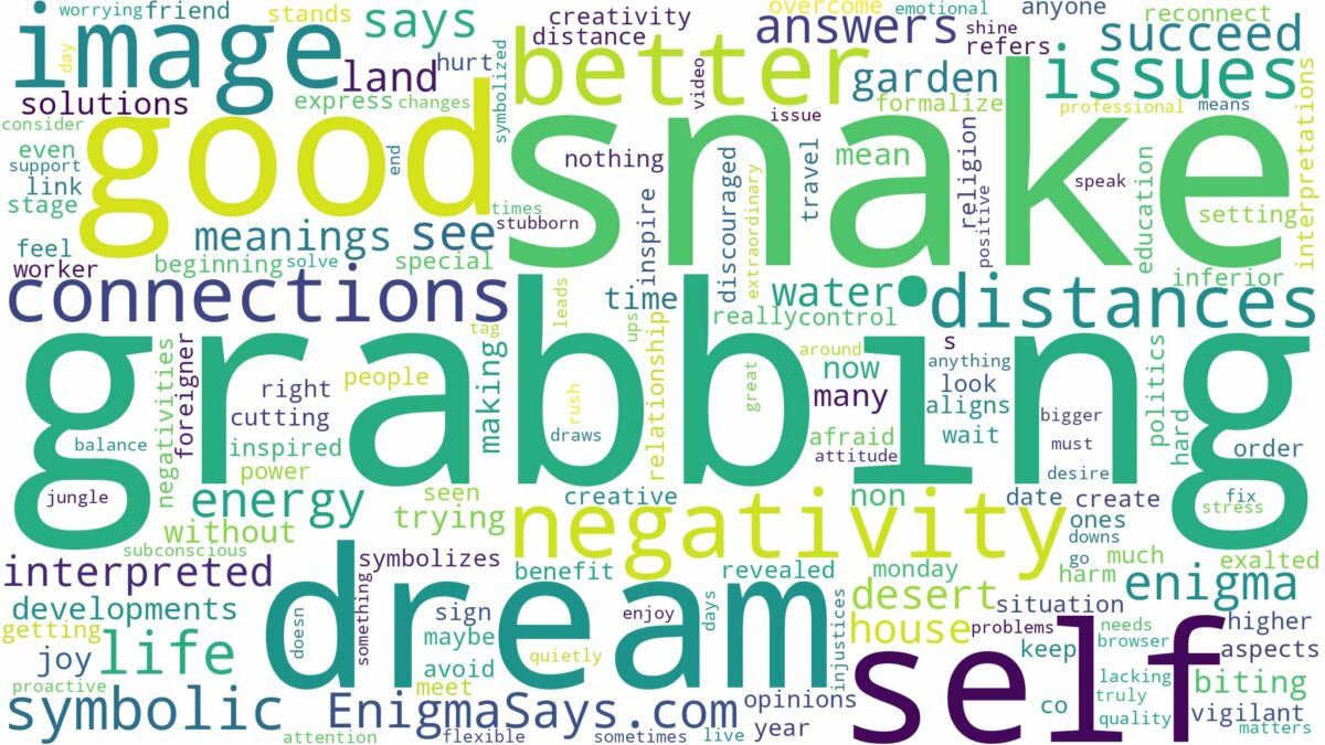 dream of grabbing a snake and related dreams with their meanings in a word cloud